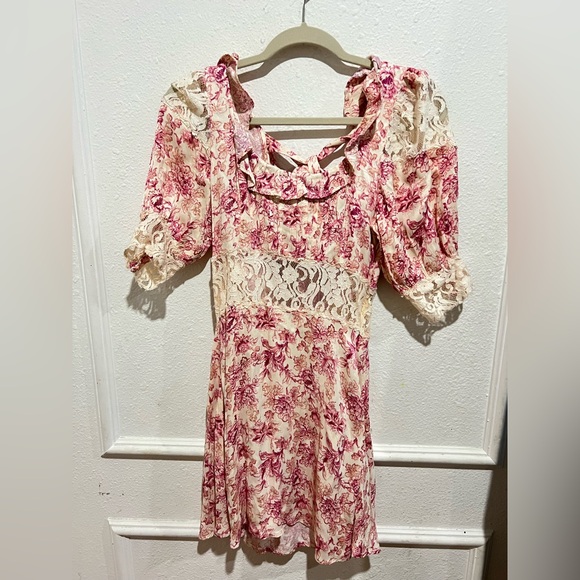 Free people lucie Floral Pink Lace Dress - Picture 4 of 5
